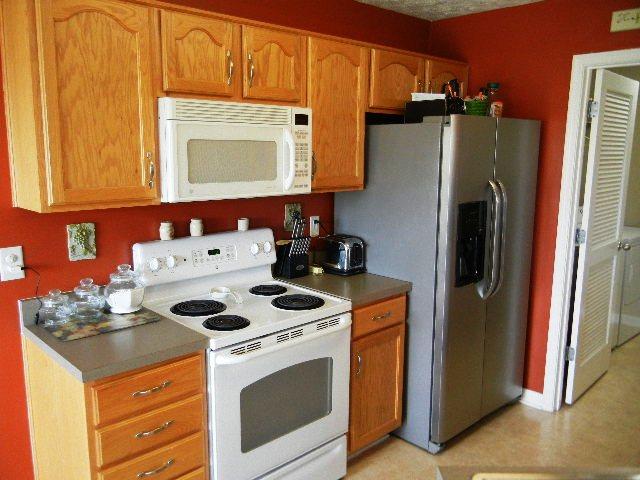 1002 Mallory Lane Spring Hill, TN 37174 - Photo 2 of 20 Bright kitchen with oak cabinets. The door to the right opens into an oversized utility room and then out to the front garage.