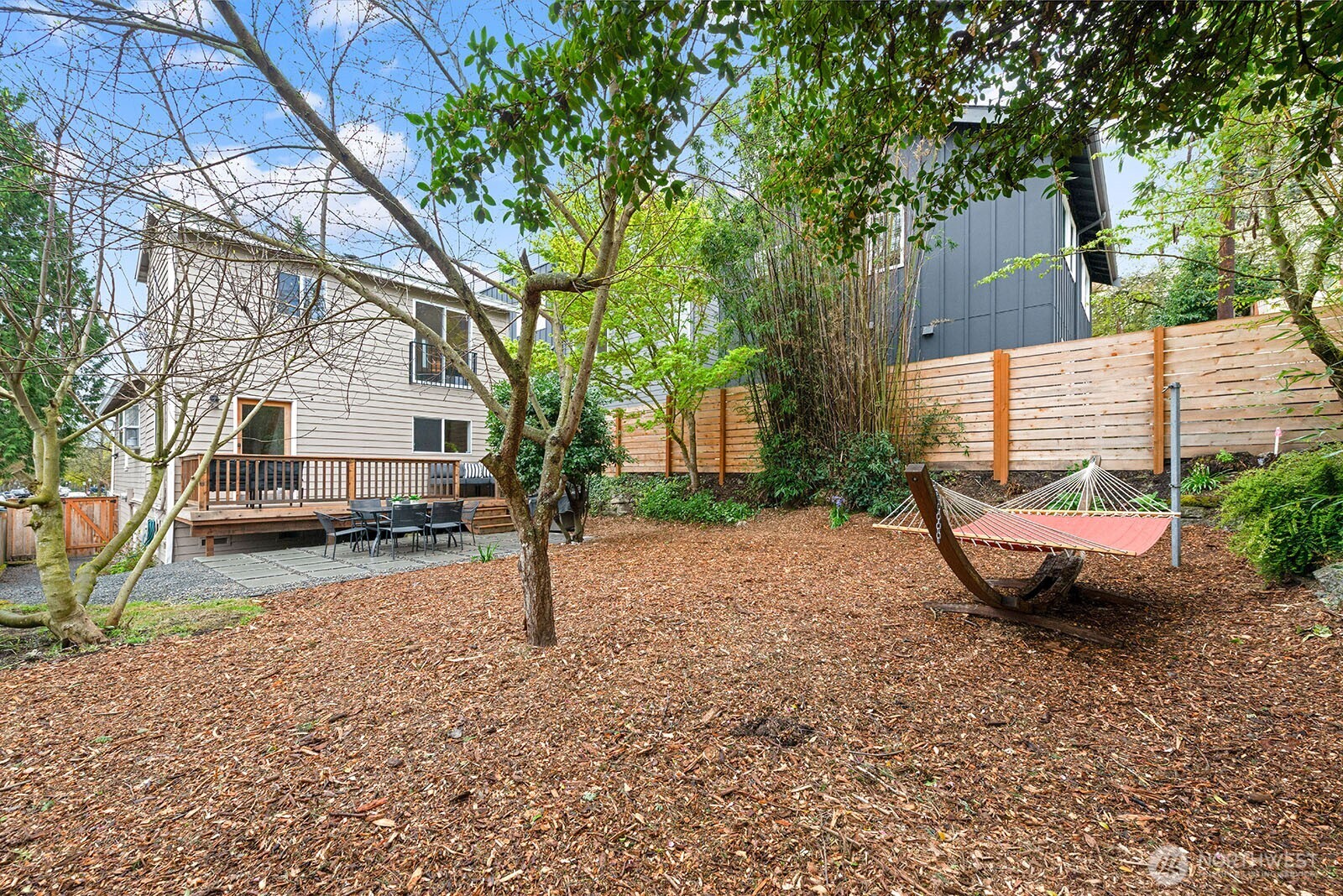 2620 East Roy Street Seattle, WA 98112 - Photo 24 of 27 a view of a backyard with a garden and outdoor seating