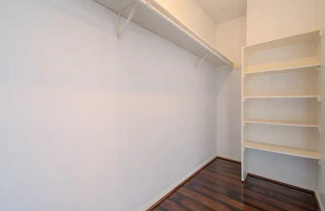 a view of an empty walk in closet
