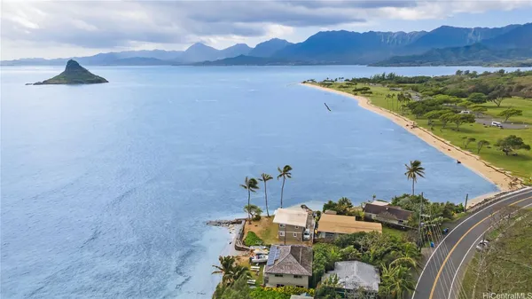 a view of a lake with a mountain in the background