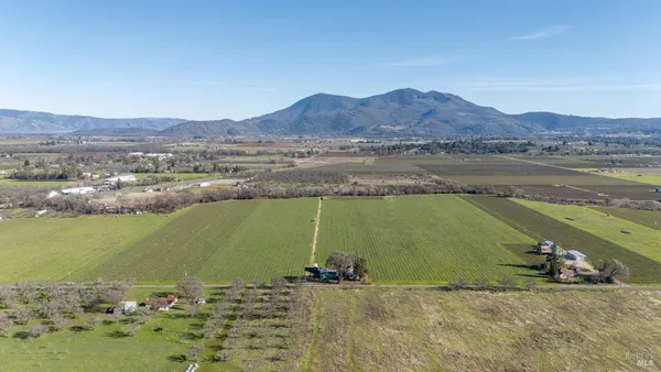 a view of a lake with a mountain in the background