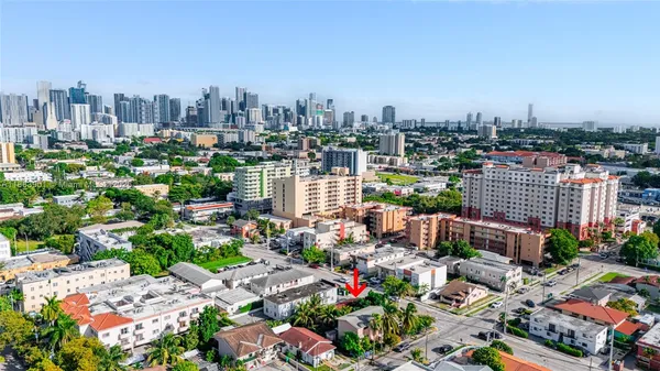 a view of a city with tall buildings