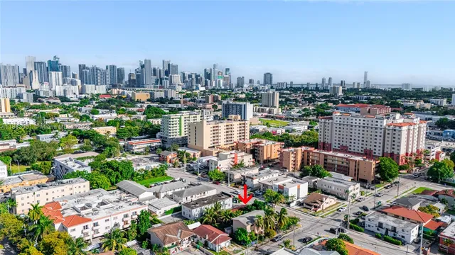 a view of a city with tall buildings