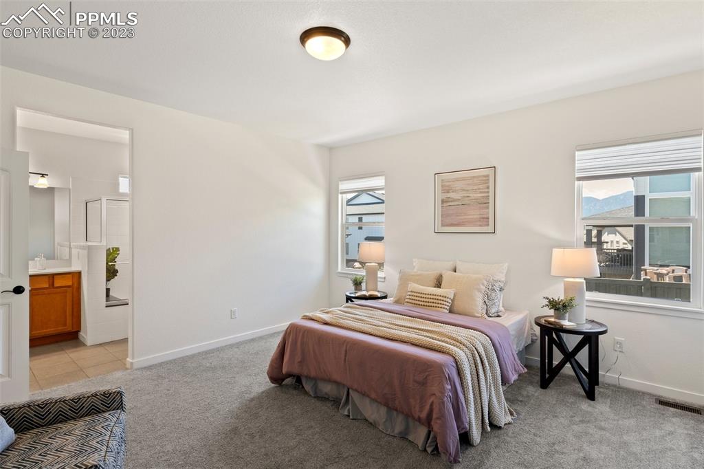 11969 Alydar Loop Colorado Springs, CO 80921 - Photo 14 of 44 a bedroom with a bed and a lamp