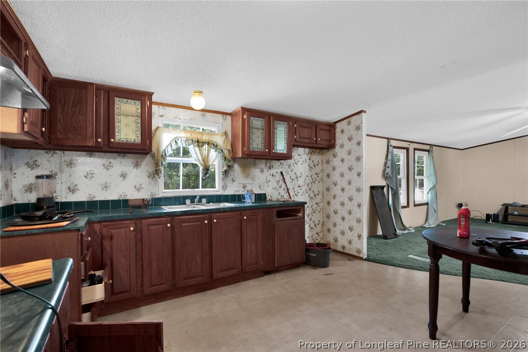 4705 Hickory Ridge Road Parkton, NC 28371 - Photo 17 of 37 a kitchen with granite countertop a sink cabinets and wooden floor