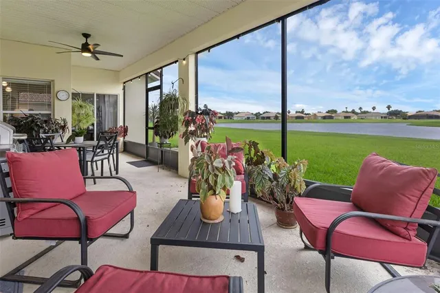 an aerial view of a house with a garden
