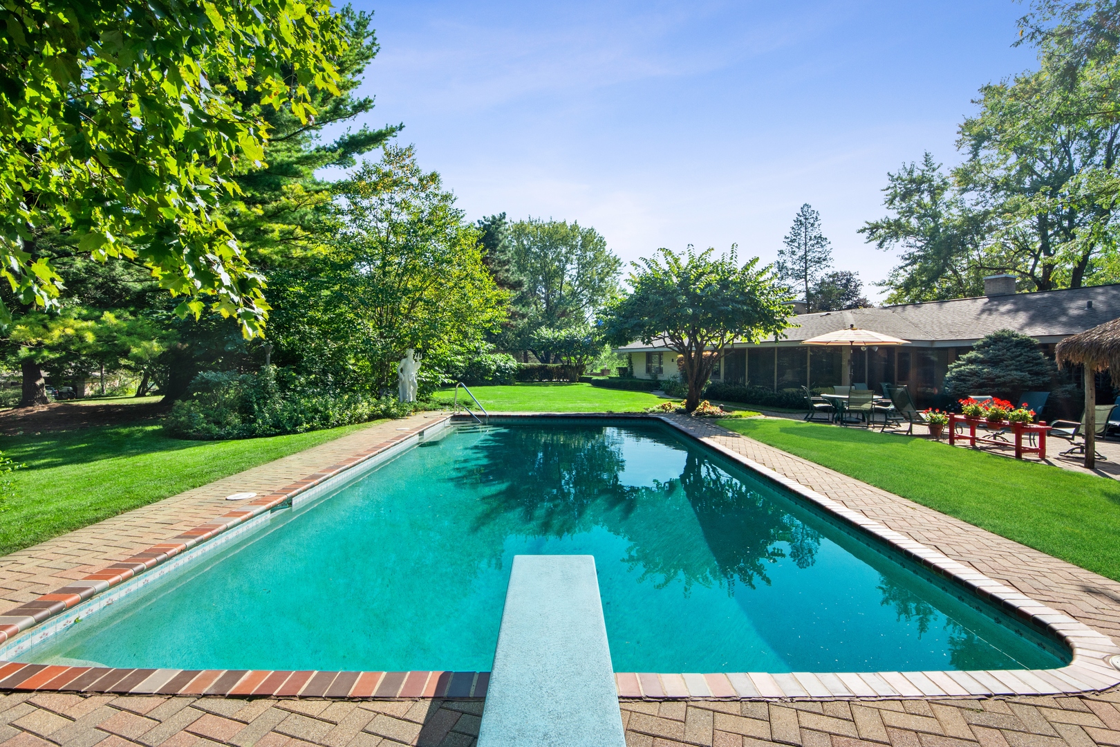 126 Brinker Road Barrington Hills, IL 60010 - Photo 28 of 31 a view of a swimming pool with a patio and a garden