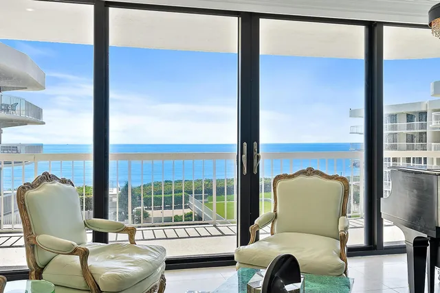 a balcony with furniture