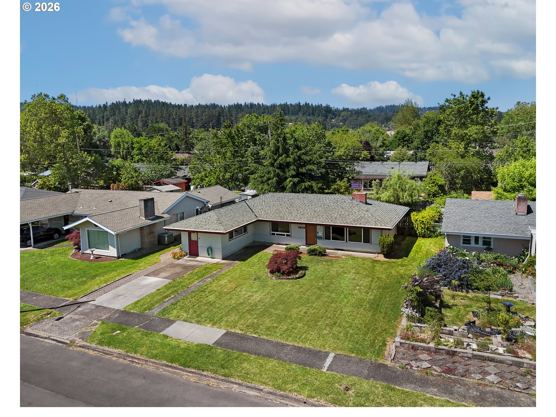 2840 Ferry Street Eugene, OR 97405 - Photo 28 of 35 an aerial view of a house