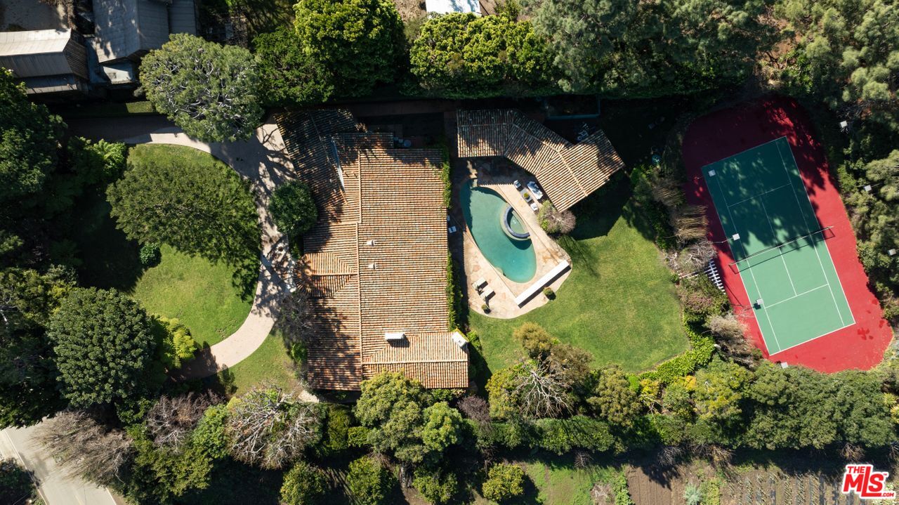 6105 Bonsall Drive Malibu, CA 90265 - Photo 45 of 45 an aerial view of a house with a yard and garden