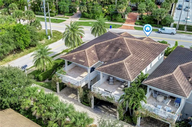 an aerial view of multiple house