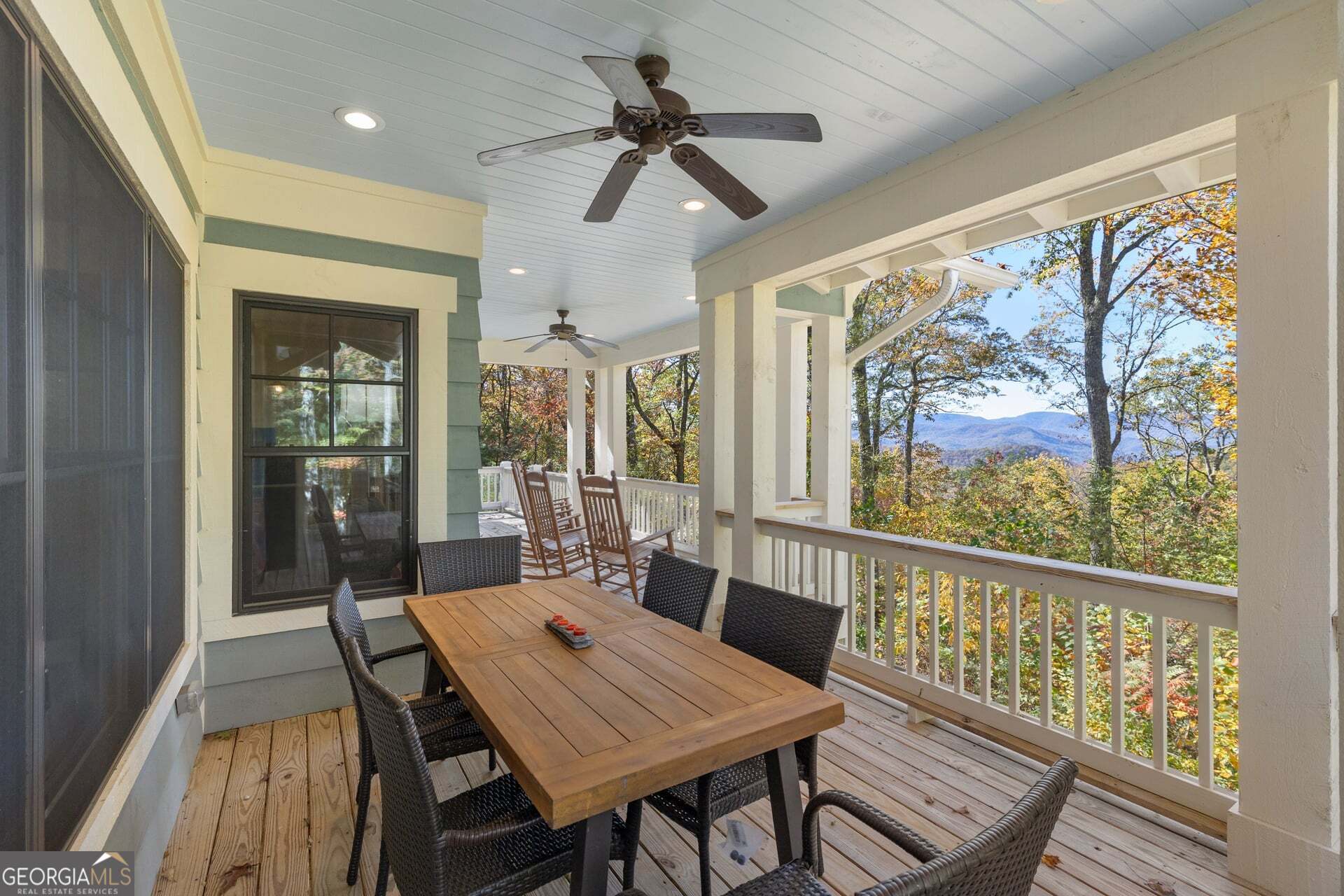 2473 Highland Gap Road Scaly Mountain, NC 28775 - Photo 27 of 93 a view of a dining room with furniture window and wooden floor