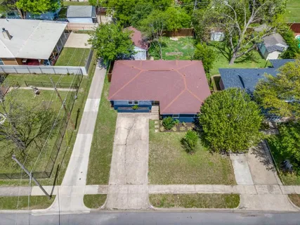 an aerial view of a house