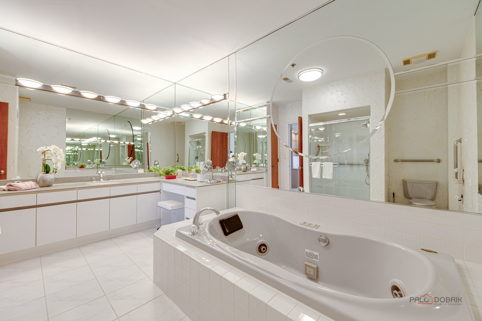 209 Rivershire Lane, Unit 203 Lincolnshire, IL 60069 - Photo 29 of 50 a bathroom with a bathtub a sink a mirror and a shower
