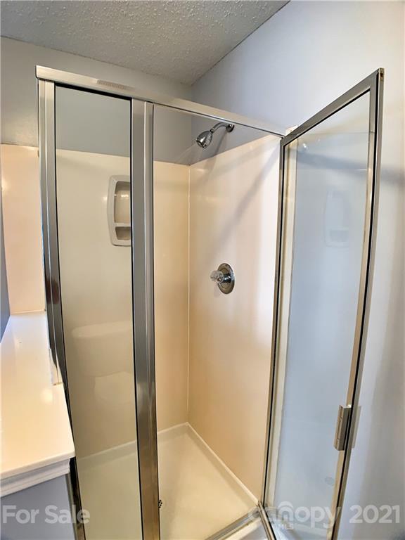1524 Capps Hill Mine Road Charlotte, NC 28216 - Photo 25 of 32 a bathroom with a glass door shower and a mirror
