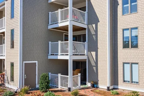 a front view of a building with street