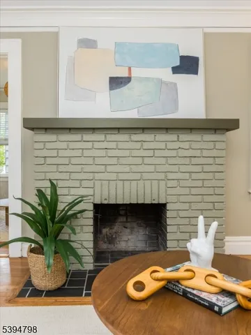 a bathroom with a sink and a fireplace