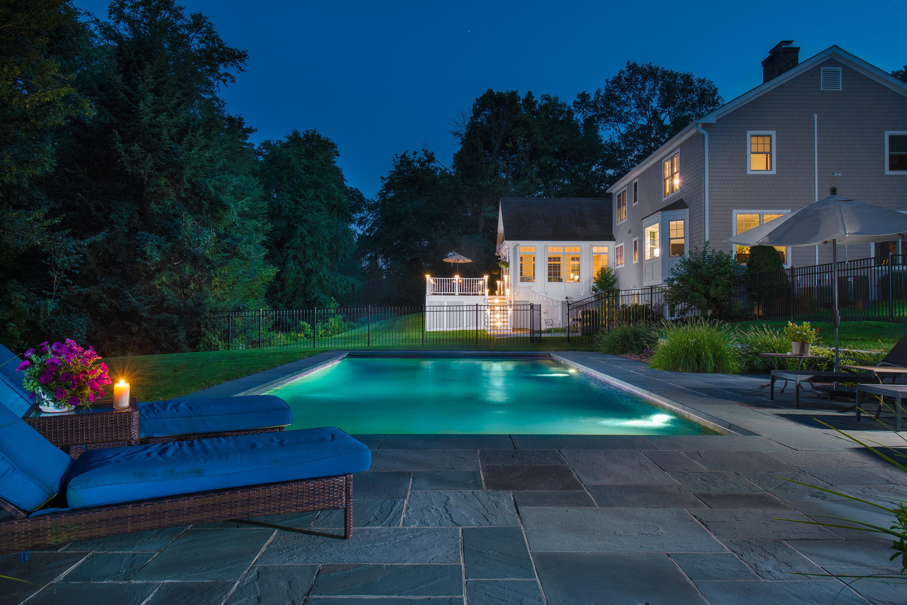 1381 Smith Ridge Road New Canaan, CT 06840 - Photo 34 of 35 a view of backyard with plants and outdoor seating