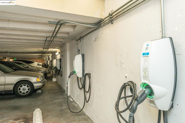 a view of a car garage with furniture