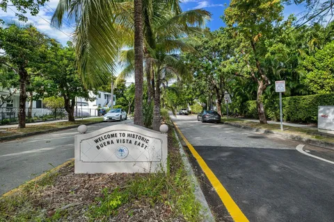 a view of a park with plants and trees