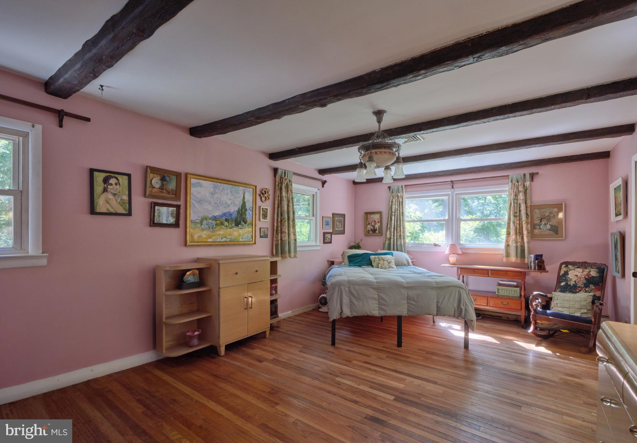 4831 Mountain Top Road West, Unit W New Hope, PA 18938 - Photo 17 of 28 Charming pink-hued bedroom retreat.