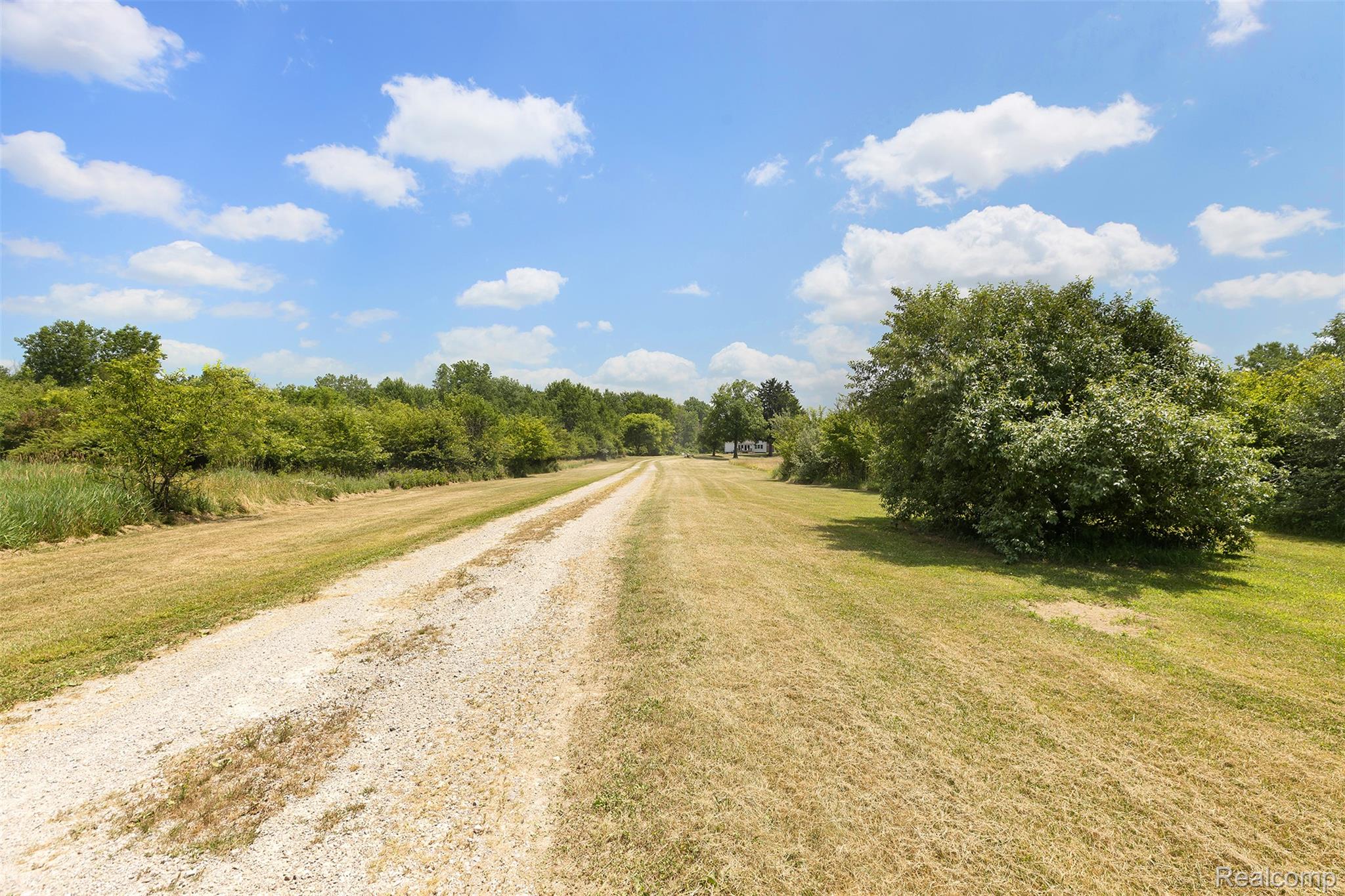 27901 Brandes Road Flat Rock, MI 48134 - Photo 24 of 38 Expansive gravel driveway bordered by extensive grassy areas and mature trees, offering a private approach