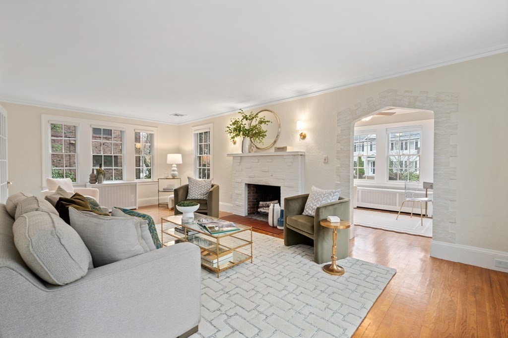 7 Stanley Road Newton, MA 02468 - Photo 4 of 18 a living room with furniture fireplace and window