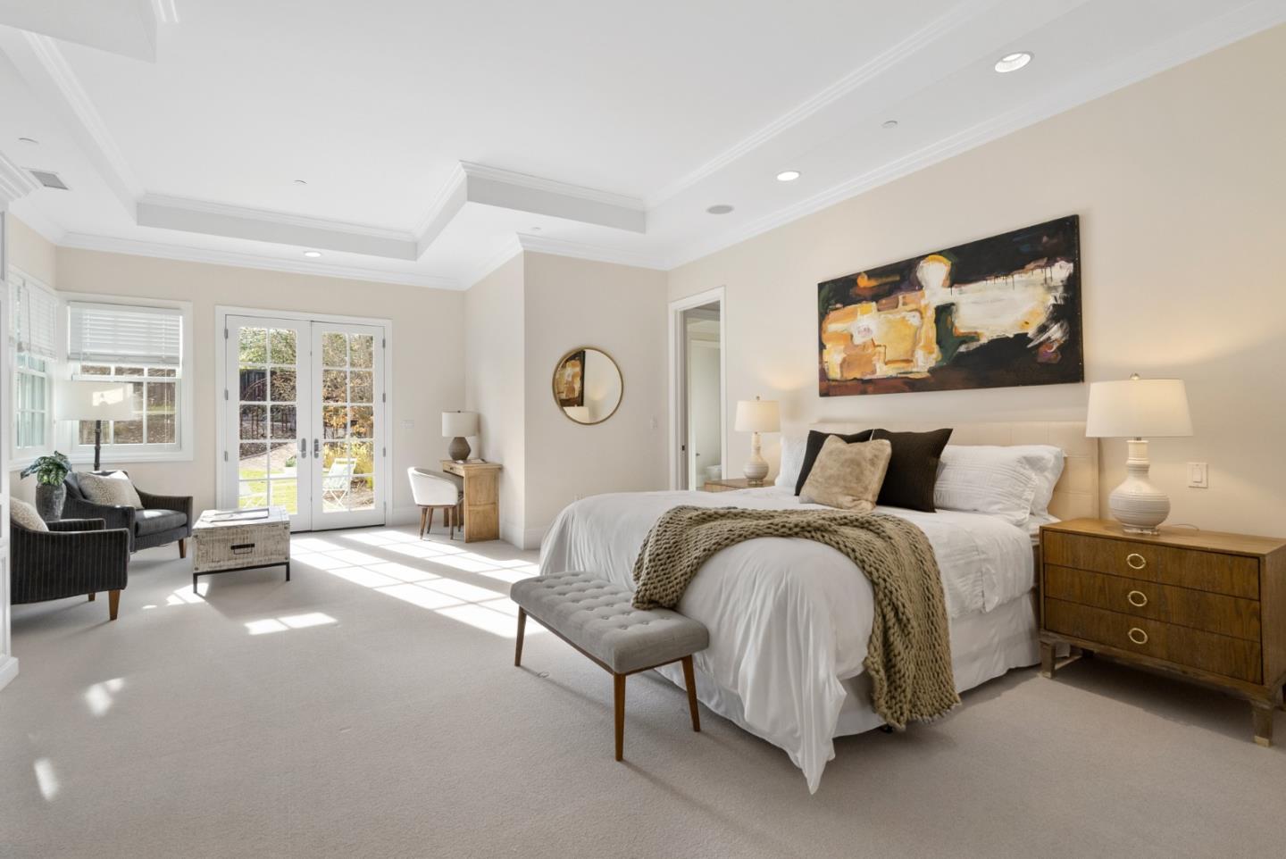 21190 Canyon Oak Way Cupertino, CA 95014 - Photo 29 of 72 a spacious bedroom with a bed and glass window