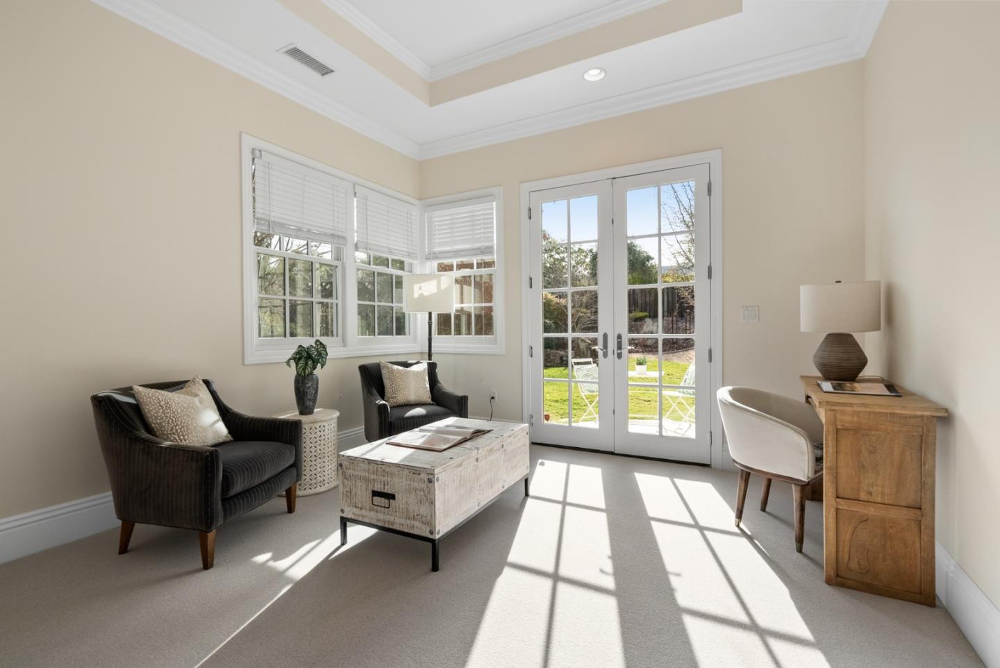 21190 Canyon Oak Way Cupertino, CA 95014 - Photo 32 of 72 a living room with furniture and a floor to ceiling window