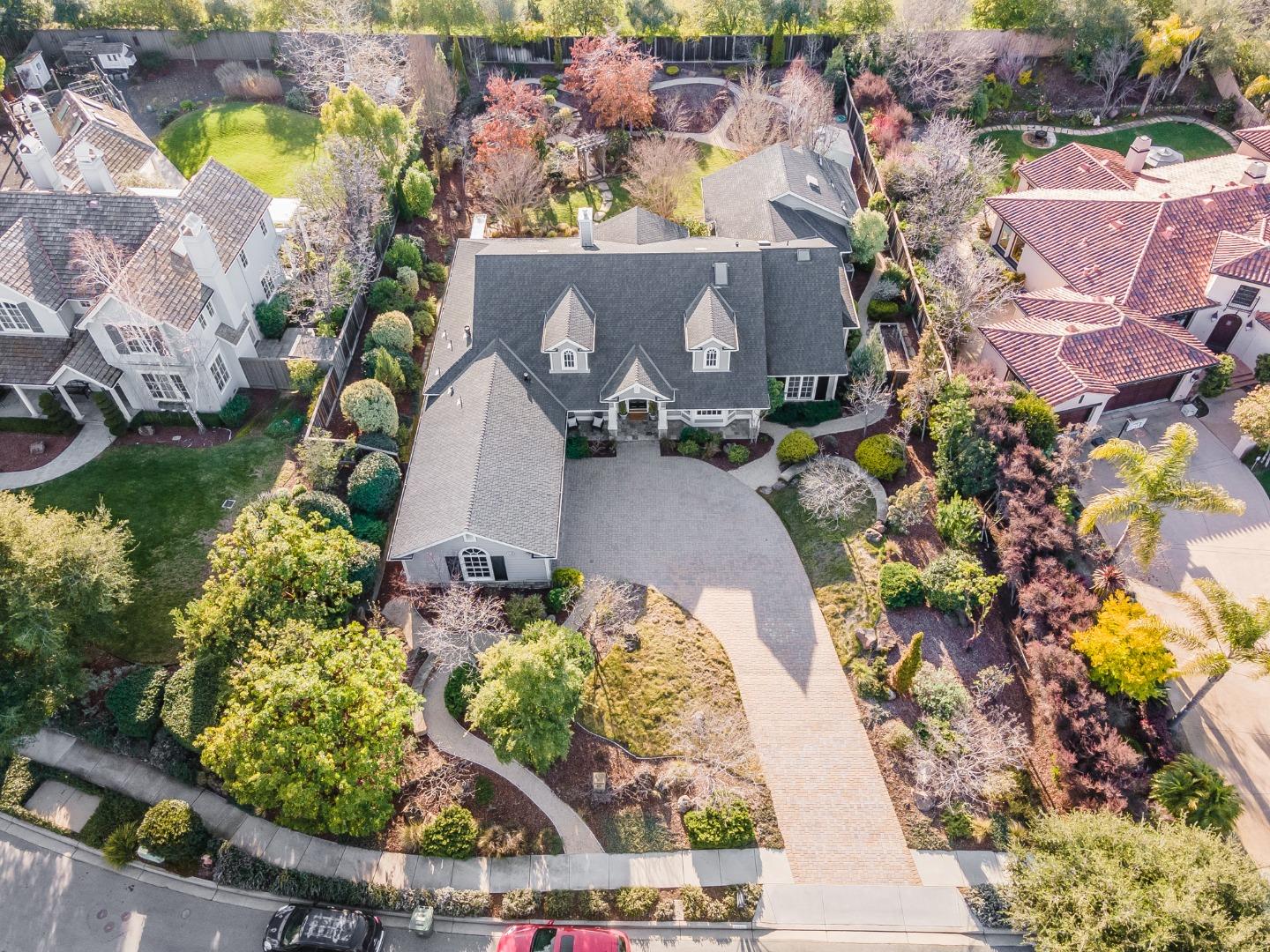 21190 Canyon Oak Way Cupertino, CA 95014 - Photo 65 of 72 an aerial view of house with a yard and swimming pool