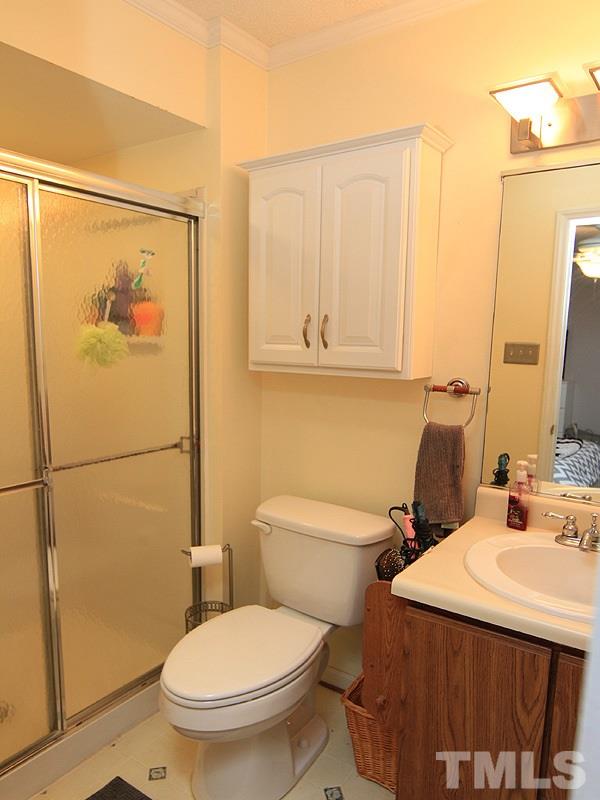 5584 Hamstead Crossing Raleigh, NC 27612 - Photo 11 of 17 a bathroom with a sink a toilet and a mirror