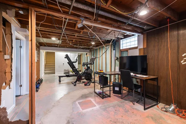 a view of a room with gym equipment