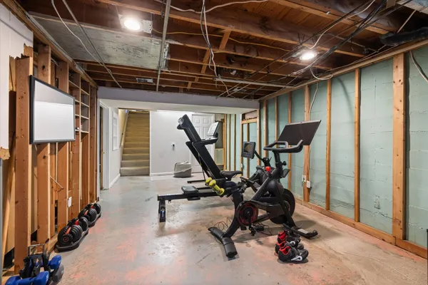 a view of a room with gym equipment