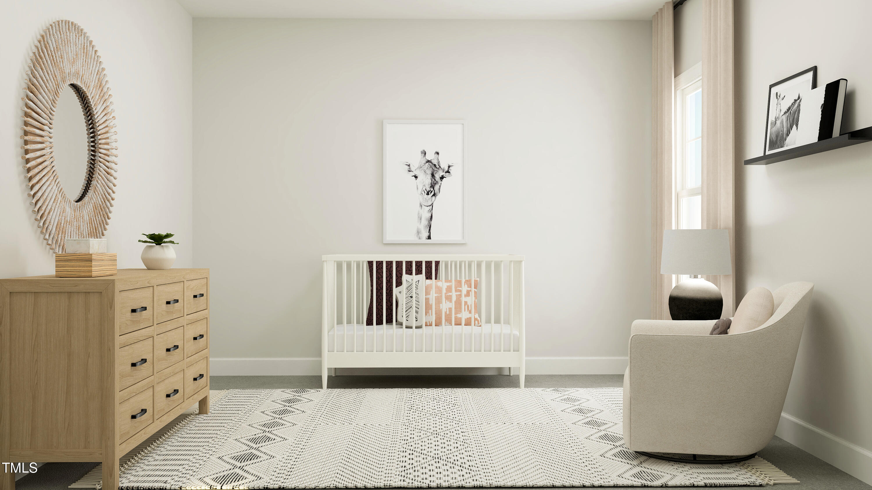 3008 Sandy Bluff Road Raleigh, NC 27616 - Photo 14 of 27 a bedroom with a baby bed and a couch