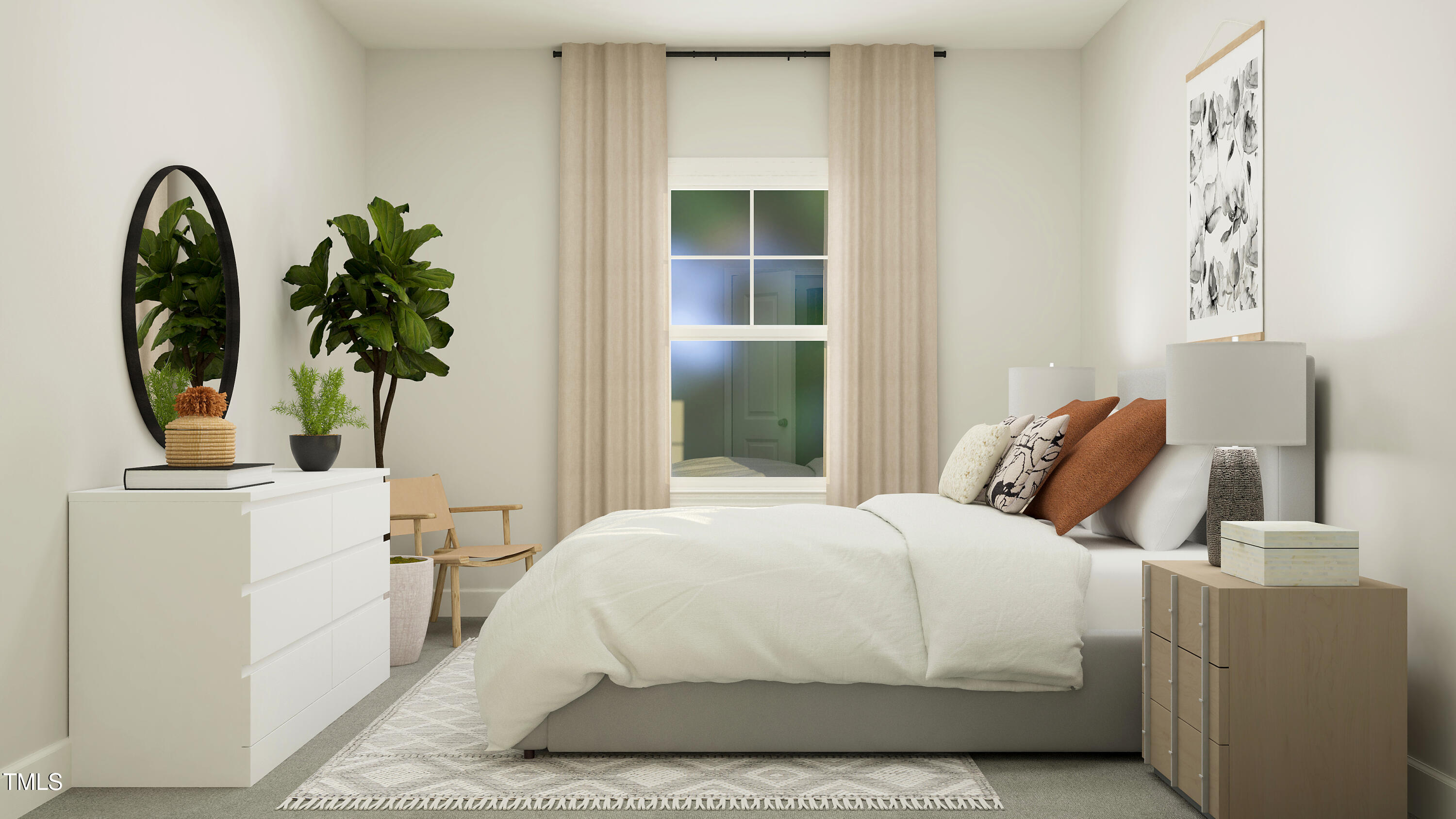 3008 Sandy Bluff Road Raleigh, NC 27616 - Photo 18 of 27 a bedroom with a bed and a potted plant