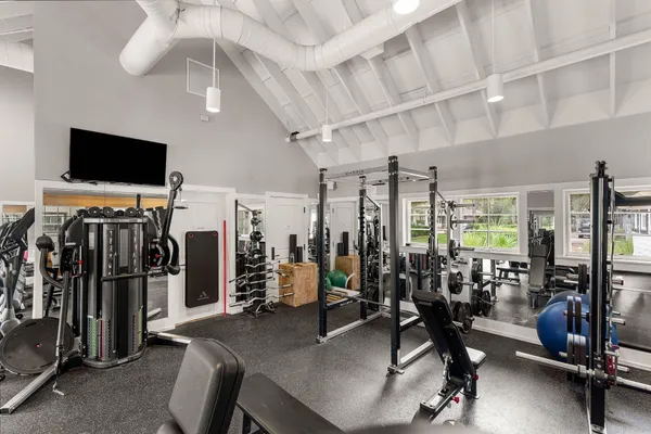 a view of a room with gym equipment
