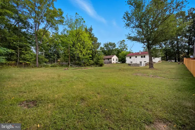 a view of a field with an trees