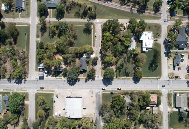 an aerial view of a house
