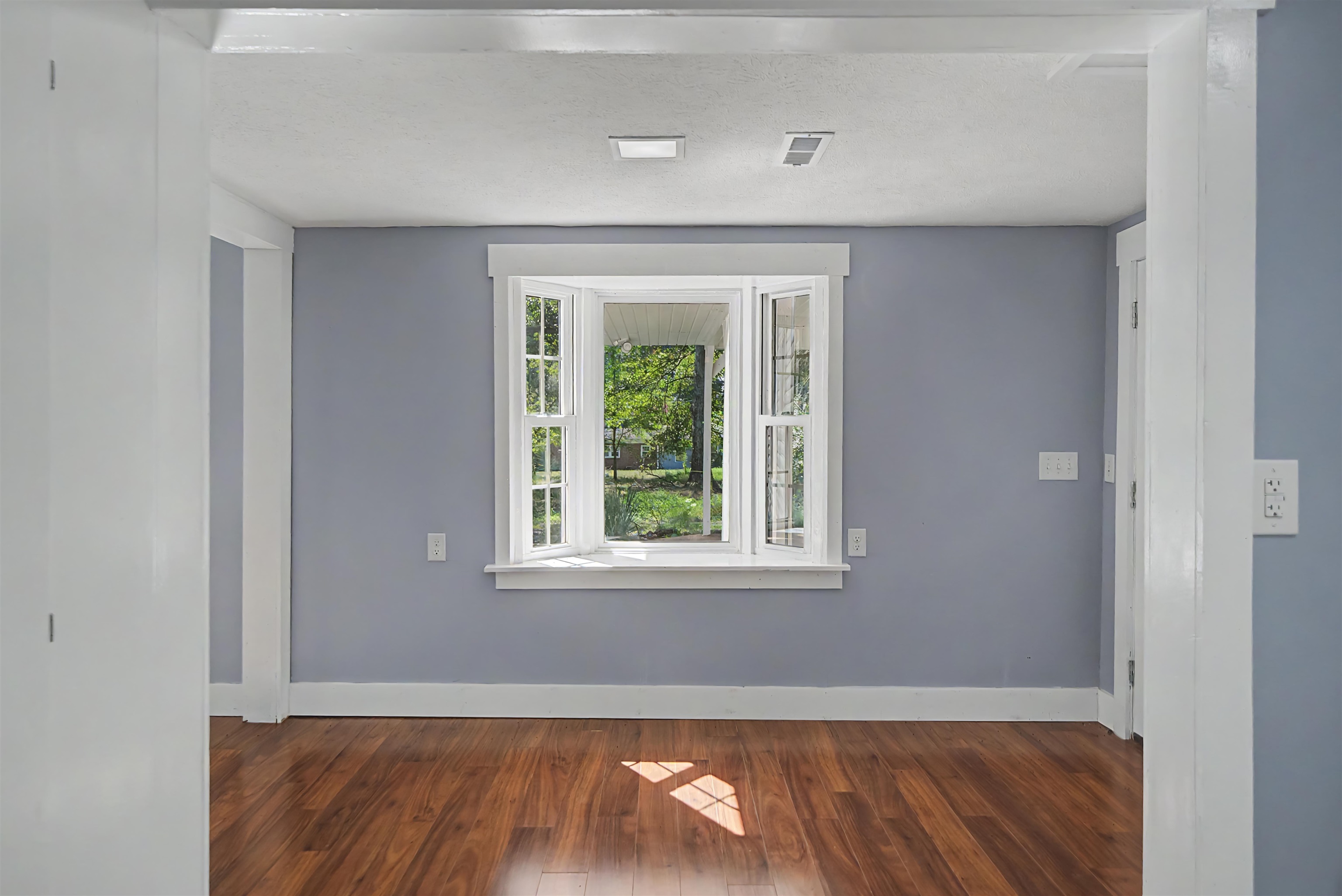 7437 Highway 45 Ramer, TN 38367 - Photo 13 of 36 Hardwood-finish flooring, light blue wall paint, white trim, and a white-framed window
