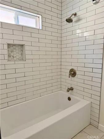 a bathroom with a bathtub