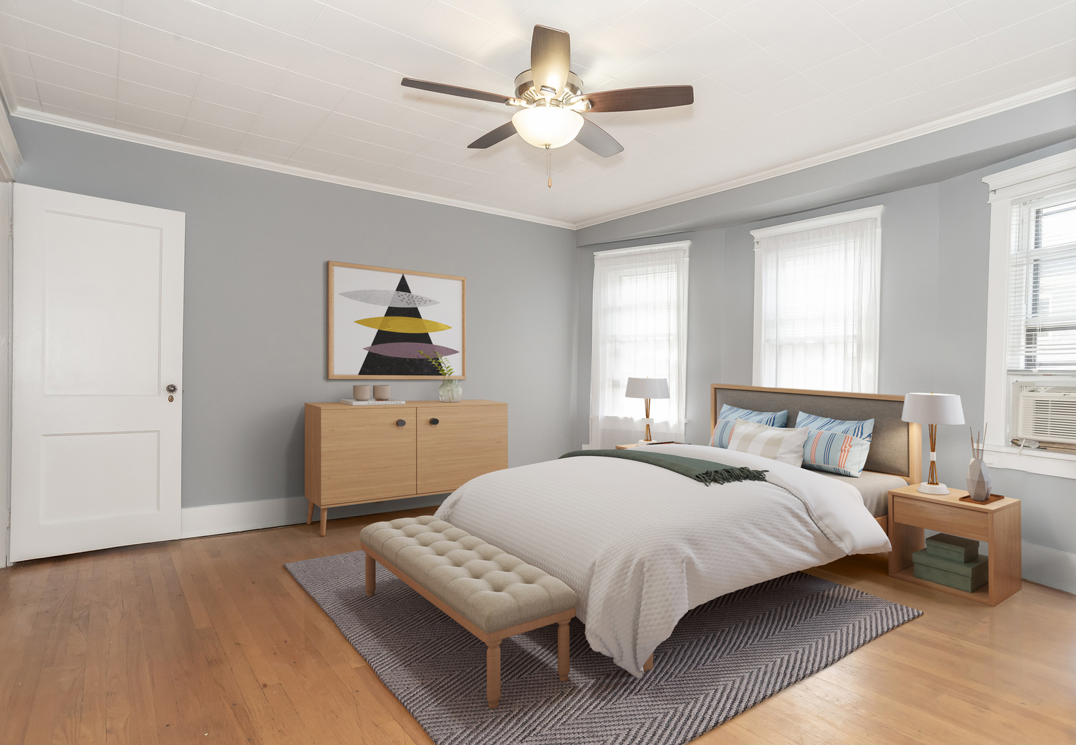 24 North Madison Avenue, Unit 2 La Grange, IL 60525 - Photo 8 of 14 a bedroom with a bed and a chandelier