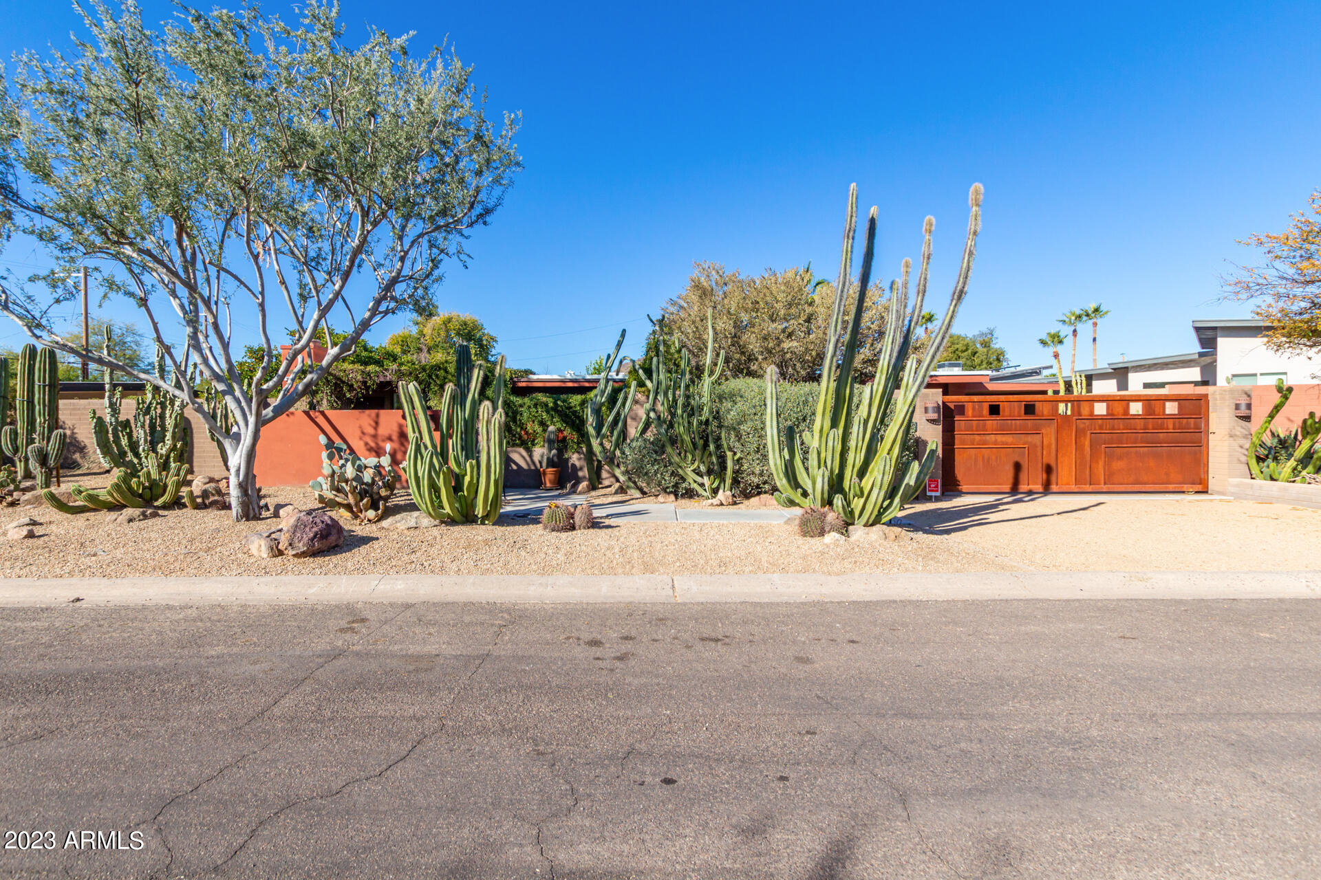 a view of a road with a building