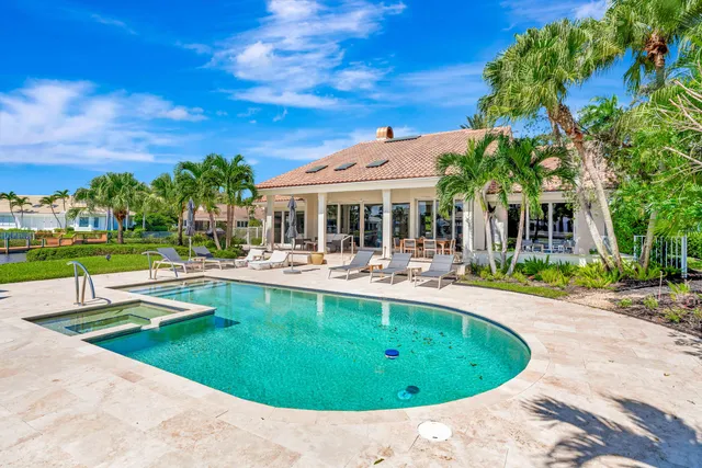 a view of a swimming pool and lake view