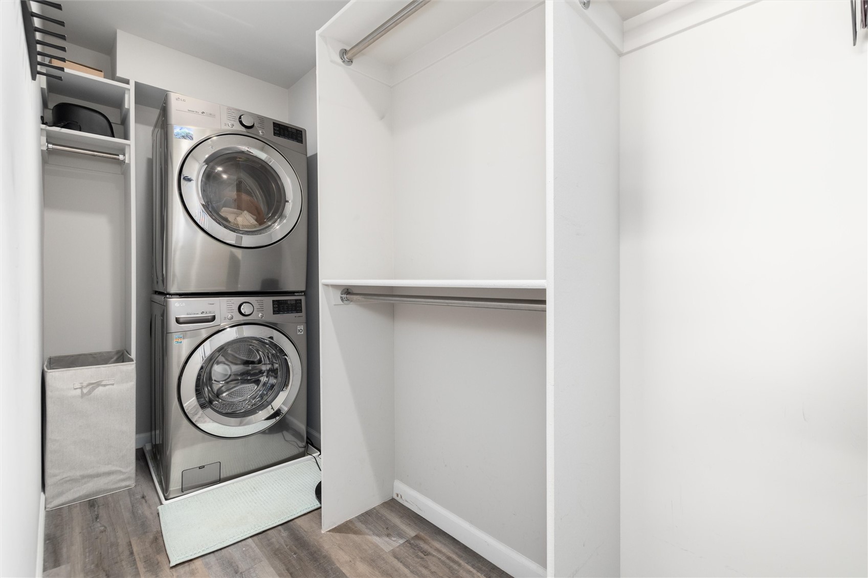 100 Basecamp Way, Unit 215 Frisco, CO 80443 - Photo 7 of 26 The huge, walk-in bedroom closet features tons of storage room and a coveted in-unit Samsung washer and dryer.