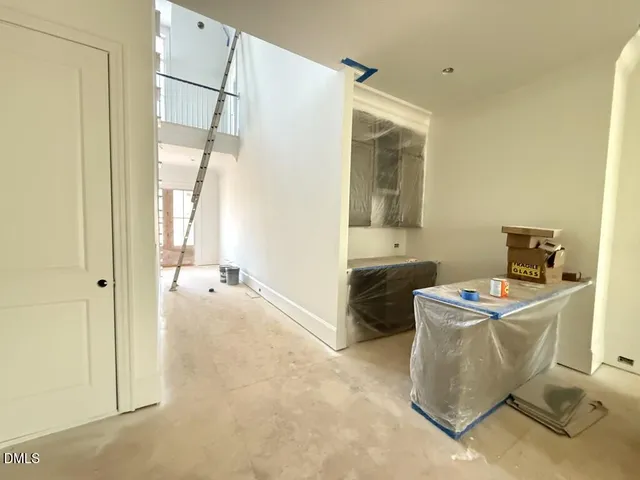 a room with table and window