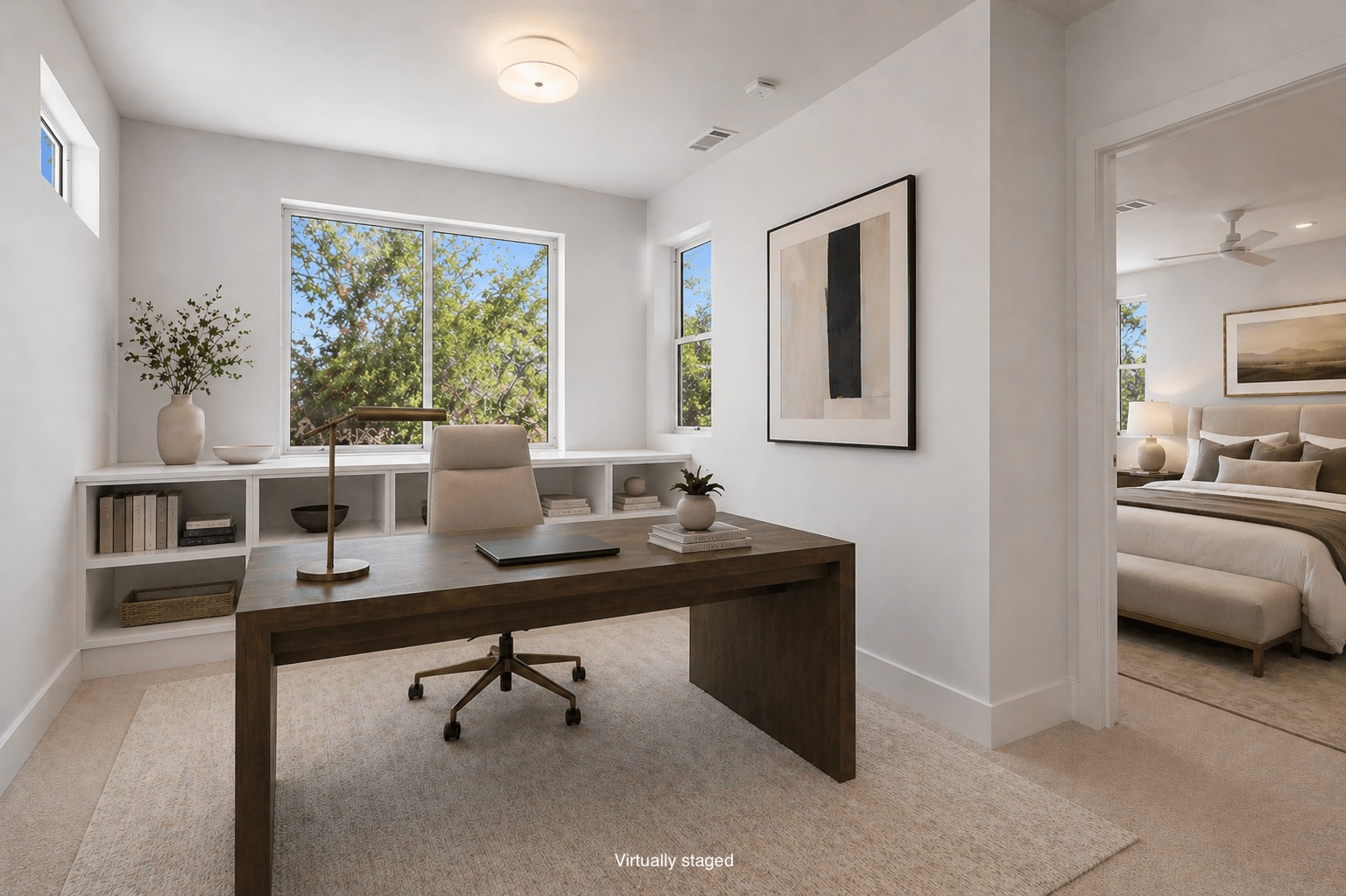 1809 Eva Street Austin, TX 78704 - Photo 17 of 31 a view of a workspace with furniture and a window