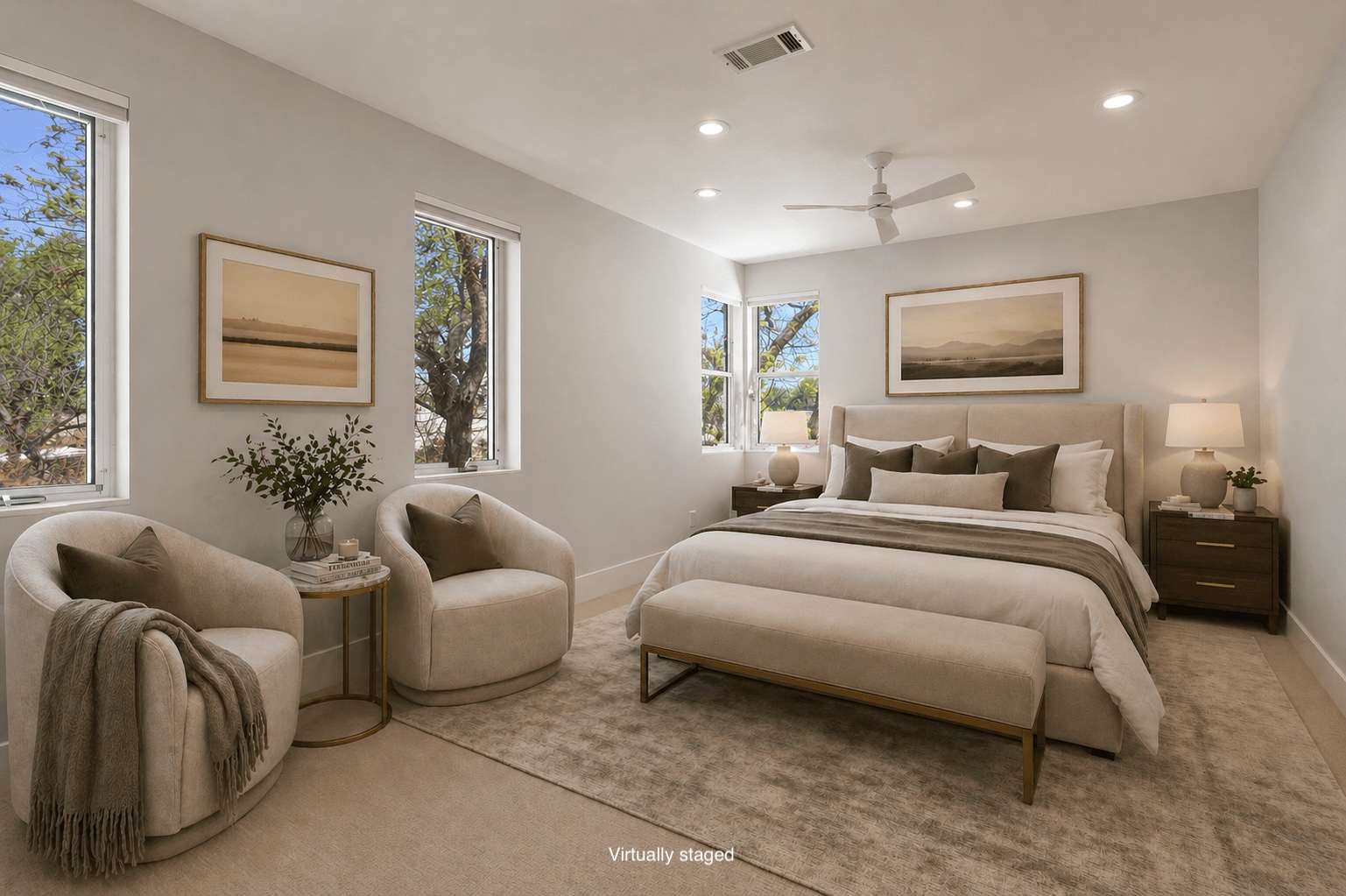 1809 Eva Street Austin, TX 78704 - Photo 18 of 31 Spanning nearly the entire second floor, the expansive primary suite is a private sanctuary with abundant natural light and room to relax. - virtually staged