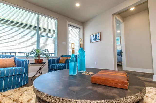 a room with window and cabinet