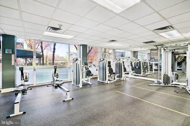 a view of a room with gym equipment