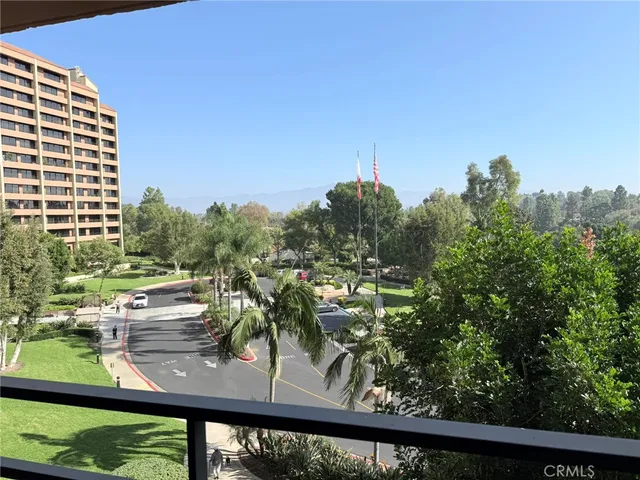 a view of a balcony with an outdoor space